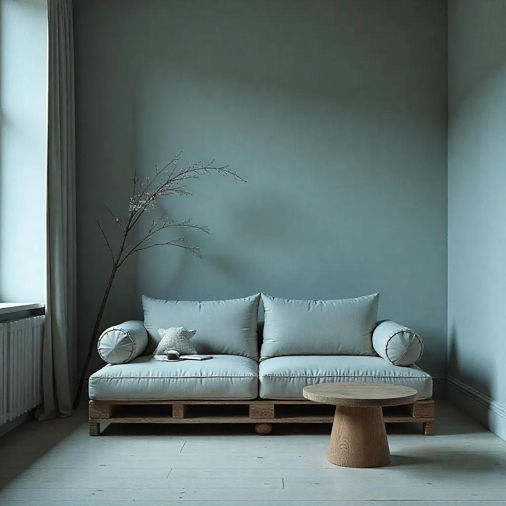 Reclaimed wood shelves mounted on wall